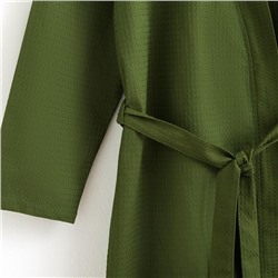 Халат вафельный женский удлинённый Экономь и Я размер 46-48, цвет хаки, 100% хлопок, 200 г/м²