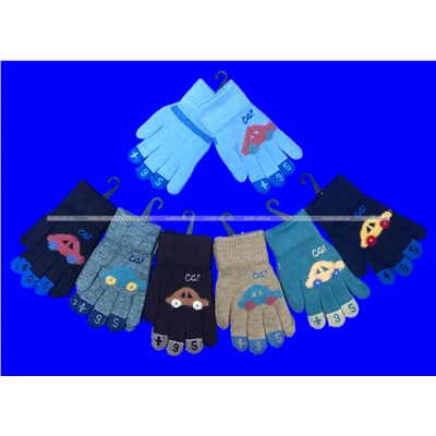 Перчатки для мальчиков "Машинки" внутри с начесом