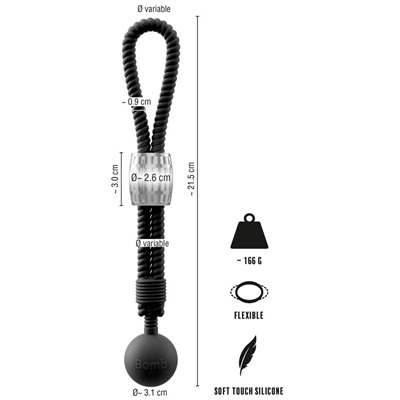 Черное эрекционное лассо с шариком-утяжелителем Heavy Rope