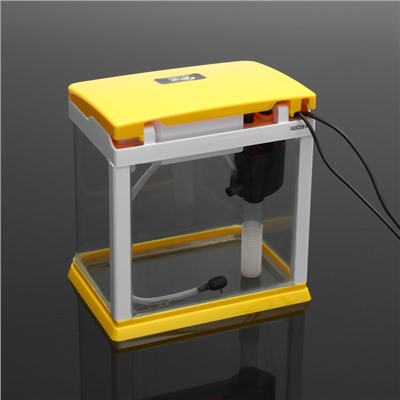 Аквариум SeaStar HX-180F в комплекте: LED-лампа, фильтр, 3.5 л, желтый