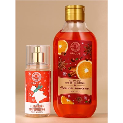 Новогодний подарочный набор косметики «Уютные мгновения»: гель для душа 300 мл и мист для тела 88 мл, URAL LAB
