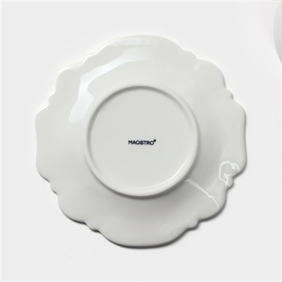 Чайная пара фарфоровая Magistro «Сюита», 2 предмета: кружка 250 мл, блюдце d=15.5 см, белая