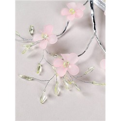 Ветка декоративная стеклярус 61 см Розовые цветы / SA24217 /уп 360/