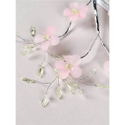 Ветка декоративная стеклярус 61 см Розовые цветы / SA24217 /уп 360/