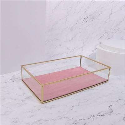 Органайзер для хранения «PINK RIPPLES», стеклянный, 29×17.5×6 см, цвет медный, розовый