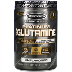 Muscletech, Essential Series, Platinum 100%, глютамин, без добавок, 5 г, 300 г (10,58 унции)