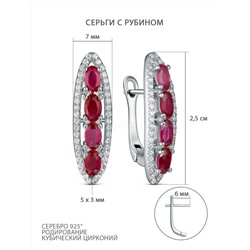 Серьги из серебра с рубином и кубическим цирконием родированные 925 пробы GTE-3090-R