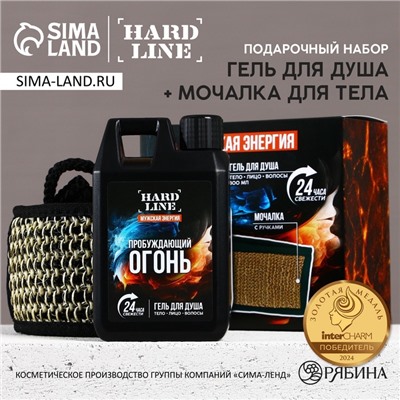 Подарочный набор косметики «Мужская энергия», гель для душа во флаконе канистры 300 мл и мочалка для тела, аромат древесный с пряными нотами