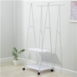 Стойка - вешалка для одежды, 2 полочки, 55×42×160 см, белая
