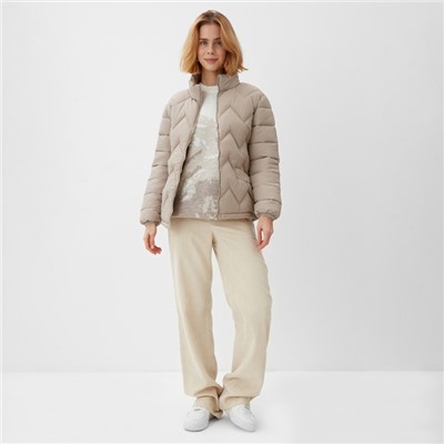 Куртка женская демисезонная на молнии Collorista, серо-бежевая, размер 48