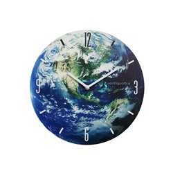 Часы настенные Terra, планета Земля, интерьерные, плавный ход, d=33.5 см