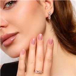 Комплект ювелирной бижутерии Дубайское золото серьги и кольцо 18 р, покрытие позолота, вставка: фианиты, цвет: прозрачный, арт.213.674-18