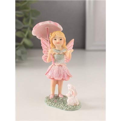 Фигурка полистоун «Девочка-фея под зонтиком с кроликом», 6.5×5×10.5 см