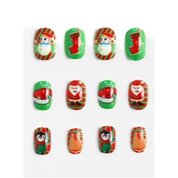 Детские накладные ногти на новый год «Новогодние подарки», 12 шт.