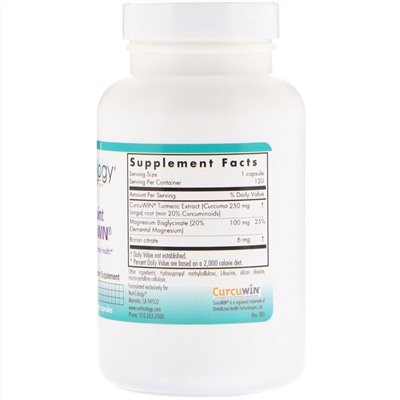 Nutricology, Бор для суставов с CurcuWin, 120 вегетарианских капсул