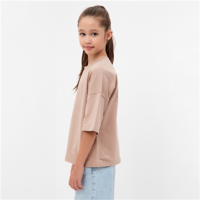 Футболка детская MINAKU:Basic line kids, бежевая, рост 122-128 см
