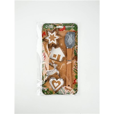 Формы для выпечки новогодние «Рождество», набор 4 шт. + лопатка