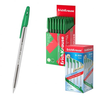 Ручка шариковая R-301"Классика " 1.0мм 43187 зеленая ErichKrause
