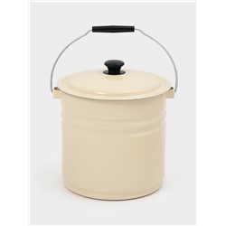 Ведро эмалированное, 12 л, с крышкой и ручкой, цвет слоновой кости