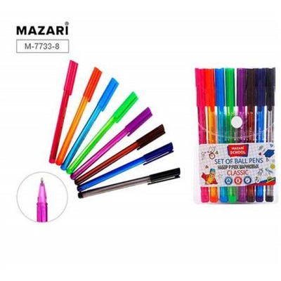 Набор ручек шариковых  8цв CLASSIC 1,0мм M-7733-8 Mazari