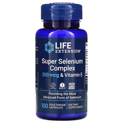 Life Extension, суперкомплекс селена с витамином E, 200 мкг, 100 вегетарианских капсул