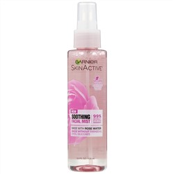 Garnier, SkinActive, успокаивающий спрей для лица с розовой водой, 130 мл