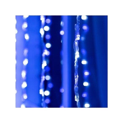 Гирлянда «Водопад» 2×1.5 м, IP44, прозрачная нить, 400 LED, свечение бело-синее, 8 режимов, 220 В