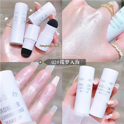 Popo Candy Хайлайтер для лица со спонжем Bronzer Iluminating, тон 02