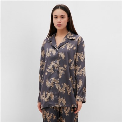 Пижама женская (рубашка, брюки) KAFTAN «Дракон», размер 40-42, графитовая