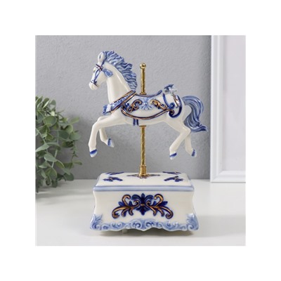 Сувенир музыкальный механический «Фигурка. Карусельная лошадка», керамика, 9.8×13×21.5 см