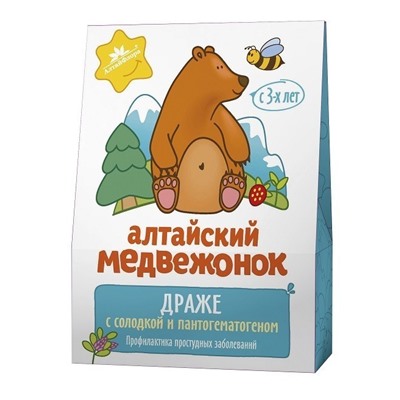 Драже с солодкой и пантогематогеном Алтайский медвежонок профилактика простудных заболеваний 75 гр.