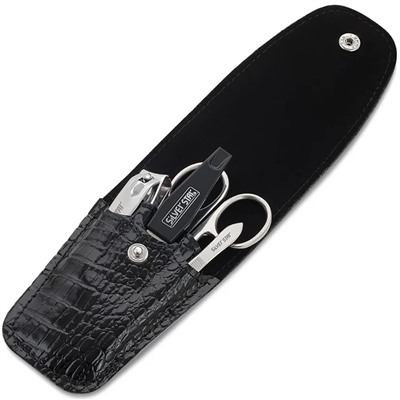 Silver Star Маникюрный набор «МН 04-2» Чёрный 4 предмета на кнопке