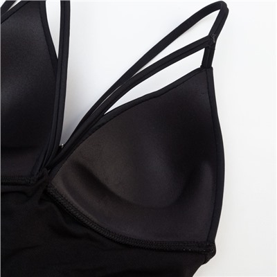 Купальник женский слитный на шнуровке MINAKU, размер 48, чёрный