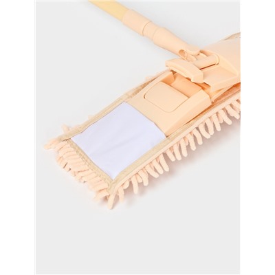 Швабра для мытья пола плоская Доляна, телескопическая ручка, насадка букля, 43×14×124 см