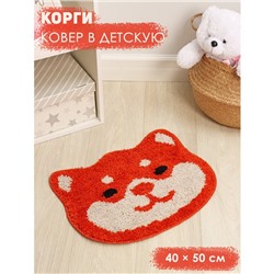 Коврик для дома Доляна «Корги», 50×40 см, цвет красный