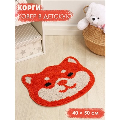 Коврик для дома Доляна «Корги», 50×40 см, цвет красный