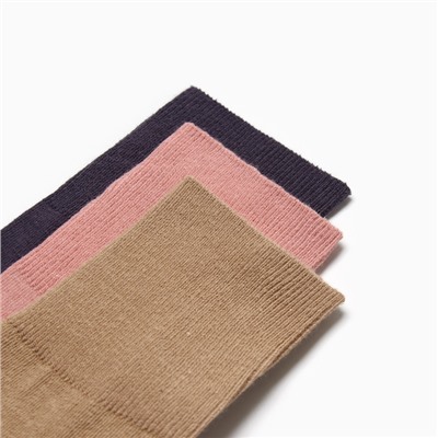 Носки женские KAFTAN Base, набор 3 пары, размер 36-39 (23-25 см) сиреневый, розовый, бежевый