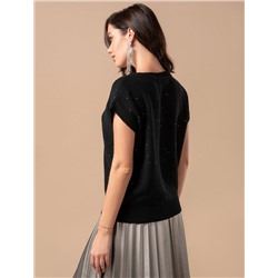 Джемпер с цельнокроенным коротким рукавом из хлопковой пряжи с пайетками.