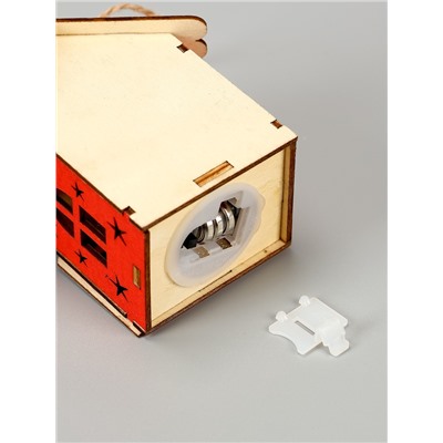 Ёлочная игрушка «Дед Мороз у ёлки», 8×7×6 см, 1 LED, от батареек, свечение тёплое белое