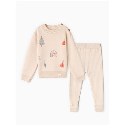 Костюм вязаный детский «Крошка Я. Новогодние игрушки», рост 86-92 см, бежевый