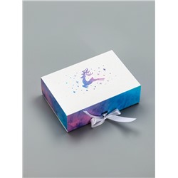 Коробка подарочная новогодняя, складная «Новогодние олени», 16×11.5×5 см