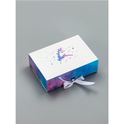 Коробка подарочная новогодняя, складная «Новогодние олени», 16×11.5×5 см