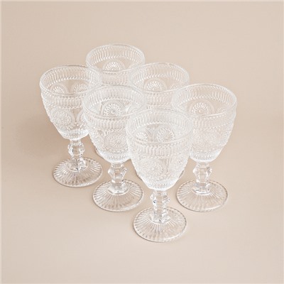 Бокалы для вина SL Home «Ларго», 300 мл, 9×17 см, набор 6 шт., стекло, прозрачные