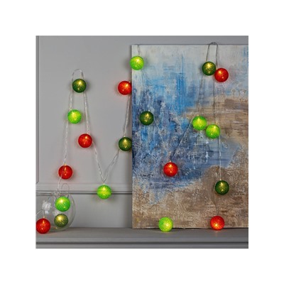 Гирлянда «Нить» 5 м с насадками «Клубки летние», IP20, прозрачная нить, 20 LED, свечение тёплое белое, 220 В