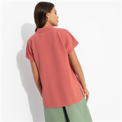 Блуза в мелкую клетку, Стильный автограф (терракотовая)