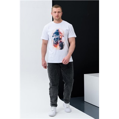 Футболка мужская 8492 (Белый_мото)