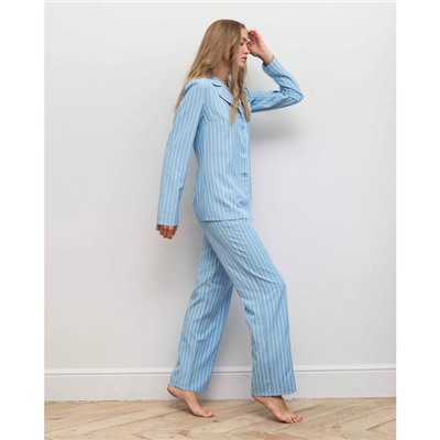 Пижама женская (рубашка, брюки) MINAKU: Light touch, голубая, размер 52