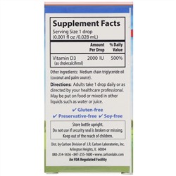 Carlson Labs, Super Daily D3, 2000 МЕ, 10,3 мл (0,35 жидк. унции)