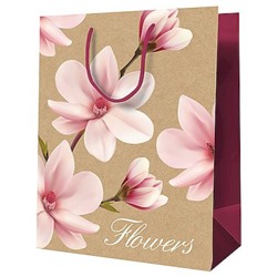 Пакет бумажный 18х23х10 см "Цветы" крафт MS_52229 (354829) MESHU