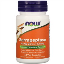 Now Foods, серрапептаза, 60 растительных капсул